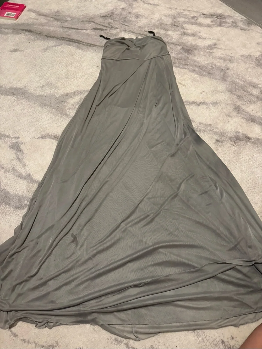 Strapless Gray Maxi Skirt with Flowing Silhouette